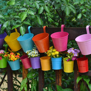 Pot de fleurs mural en métal suspendu, support de fleurs en fer, jardinière de jardin, pour décorer la maison - Product Image 3