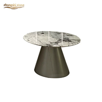 Table à manger et table basse de luxe en marbre naturel bleu montagne enneigée, style italien moderne, couleur personnalisable, durable