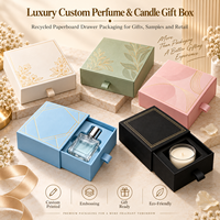 Boîte cadeau parfum en carton recyclé personnalisée, impression UV en relief, emballage carré avec ruban pour cosmétiques et bougies
