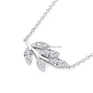 925 Sterling Zilver Rhodium Plated Gra Certificaat 0.3ct D Kleur Marquise Cut Moissanite Blad Kruis Ketting Ketting Vrouwen - Product Image 2