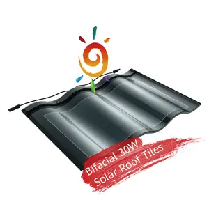 Rosenpv Solarziegel mit Kurven PV-Platten für Haushalt Solarstrom-Energiesystem BIPV-Solardachziegel