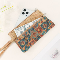 Tas telepon perjalanan gabus kosmetik kustom ramah lingkungan Logo kustom dompet wanita Vegan gabus Portugis wanita