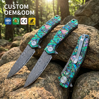 Couteau pliant tactique VG10, couteau de poche Damas, manche en nacre, couteau de chasse et de camping, outil à ouverture rapide 4020
