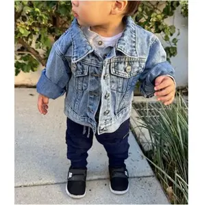 Hot Sell Neutral Simple-fit Children's Casual Denim Jacket Fashion Washed Jean Jacket For Kids