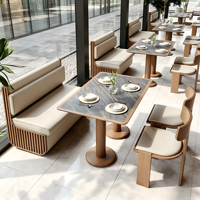 Ensemble de mobilier de restaurant en bois massif, durable et moderne, avec banquettes commerciales, tables et chaises pour salle de banquet