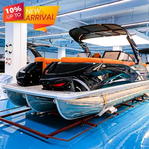 Barco de pontão com motor de popa para esportes aquáticos, barco de diversão de luxo com motor de popa, mais vendido, de 23 pés, classe iate, para venda