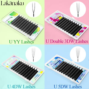 Extensions de cils en U YY coréennes PBT faites à la main avec logo personnalisé, volume doux 0.07, fournitures de cils en U W Clover, vente en gros, marque privée - Product Image 2