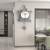 Reloj de pared minimalista de nuevo diseño con Péndulo, reloj de pared nórdico moderno, decoración del hogar de lujo para sala de estar y oficina