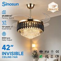 Ventilateur de plafond de luxe moderne OEM/ODM le plus populaire de 42 pouces avec lumière LED à 3 couleurs réglable, faible bruit et télécommande