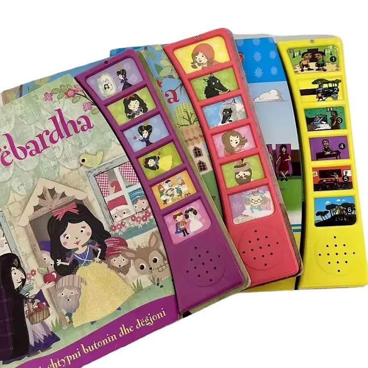 Customized Language the Curved Shape 6 Press Buttons Story Sound Books Provide Books Printing Services for Childhood Reading