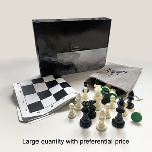Juego de Ajedrez Portátil con Reloj de Ajedrez, Tablero a Cuadros, Versión con una Sola Reina, Instrucciones, Caja de Ajedrez para Niños, Juego Familiar, Verde y Blanco - Product Image 5