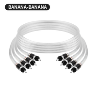 Câble Haut-Parleur Fever Haute Pureté 5N OCC Plaqué Argent Connecteur Banane Type Y HIFI Gaine PVC Tressée pour Microphone et Moniteur En Stock