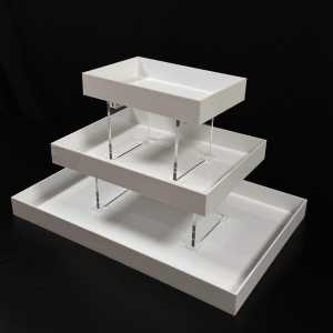 Torre de Comida Acrílica de 3 Niveles, Soporte Cuadrado para Exhibición, Decoración para Bodas y Fiestas, Embalaje de Cartón Apilable - Product Image 3