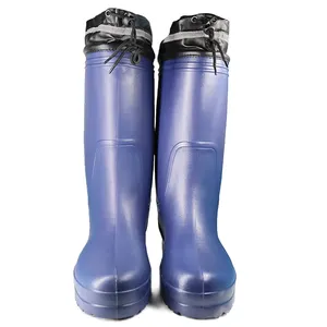 Winter Labor Boots Non Slip Waterproof Fur Lining Winter Warm Snow Plastic Toe Safety Work Eva Rain Boots