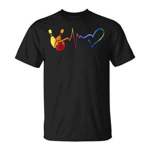 Camiseta Deportiva Unisex para Adultos con Estampado Digital de Latido de Corazón de Boliche, Tie Dye Colorido, Manga Corta y Cuello Redondo - Product Image 1