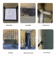 Tente de glamping gonflable de 12 m², imperméable, robuste, en coton TC, tente cabine gonflable 4 saisons, tente de luxe avec cheminée