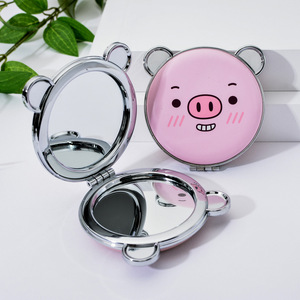 Specchio Portatile Rotondo a Forma di Maialino Carino con Logo Personalizzato Vendita Calda - Product Image 4