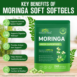 SOLOTREE ekstrak <span class=keywords><strong>Moringa</strong></span> alami non-gmo suplemen Softgel dukungan pencernaan 6000mg <span class=keywords><strong>Moringa</strong></span> hijau Superfood kapsul Softgel - Product Image 3