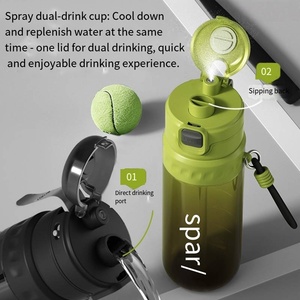 Nuova Elegante Bottiglia d'<span class=keywords><strong>Acqua</strong></span> Sportiva MM da 750ml, Grande Capacità, Trasparente, in Tritan, con Isolamento Termico, Scala Graduata e Funzione <span class=keywords><strong>Spray</strong></span> Nebulizzante, Portatile - Product Image 3