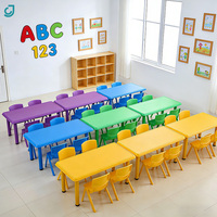 Ensemble table et chaises en plastique pour maternelle 120*60cm, mobilier coloré pour salle de classe préscolaire, pour garderies