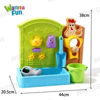 Meja Bermain Pasir & Air Plastik 2-in-1 WANNA FUN, Set Permainan Sensorik Memancing & Menjatuhkan Telur untuk Anak-anak, Permainan Luar Ruangan Musim Panas untuk Balita