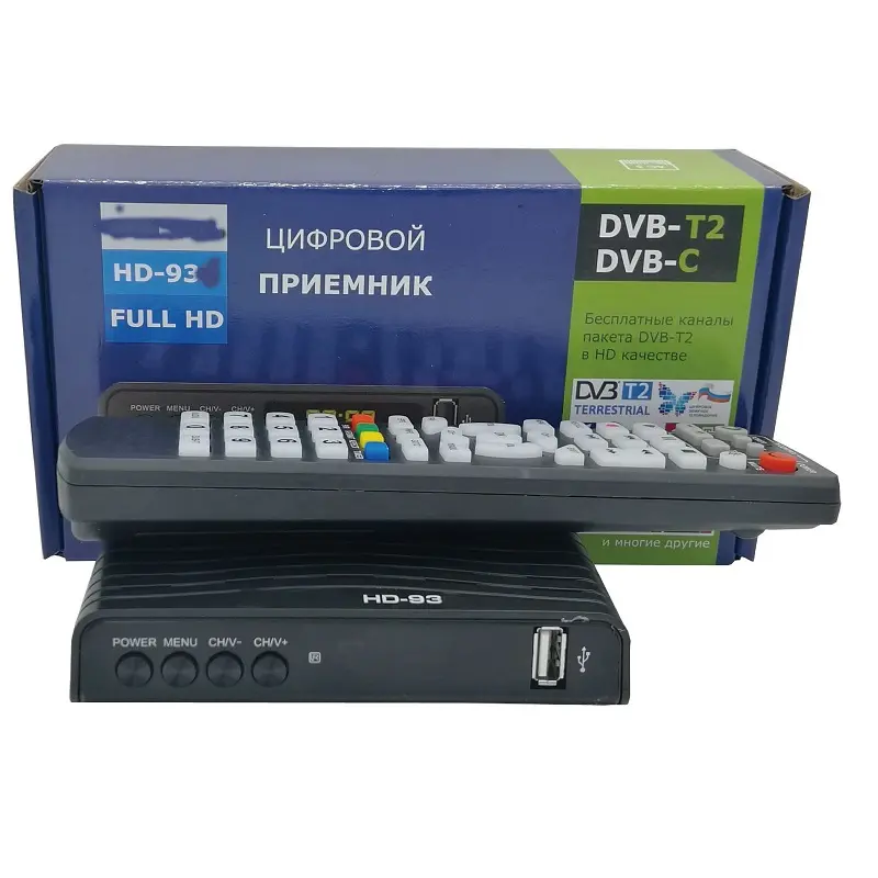 USB2.0 DVB T2 TV Tuner Wifi DVB-T2 Receiver Full-HD 1080P Digital mini TV Box Support MPEG H.264 Built-in Russian manual