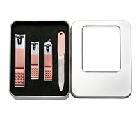 Ensemble de coupe-ongles et ciseaux incurvés en acier inoxydable 5 en 1 avec lime et fourchette, ouverture à mâchoires larges, étui de voyage, boîte cadeau