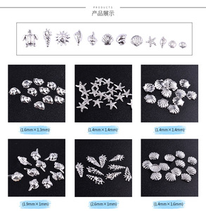 Décorations 3D pour ongles sur le thème de l'océan, étoiles de mer, coquillages, tortues, flocons dorés et argentés, décorations pour manucure - Product Image 4