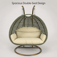 Fauteuil suspendu double en rotin pour patio, avec support métallique, pour villa et extérieur