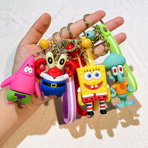 Llavero de PVC de Bob Esponja y Sr. Krabs, Diseño Animado en 3D, Lindo y Suave, Colgante para Coche - Product Image 1