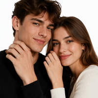 Bagues de couple Mobius Twist, ensemble de bagues ajustables ouvertes en argent S925 avec zircon pour les amoureux