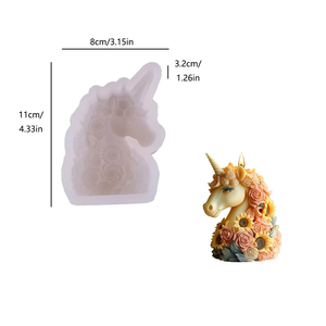 Flower Unicorn 100% Silicone <b>Candle</b> <b>Molds</b> Cartoon Animal 2-Piece Dishwasher Safe Sustainable DIY Aromatherapy <b>Candle</b> Making - Product Image 3