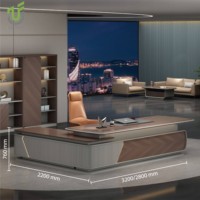Bureau de direction modulaire incurvé IULTRA avec plateau flottant en MFC, faible MOQ, design esthétique unique