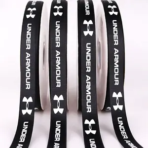Black Ribbon Decoration Printed Custom Ribbon Wholesale 20mm Black With White Logo RIBBONS 100% Polyester Double Face