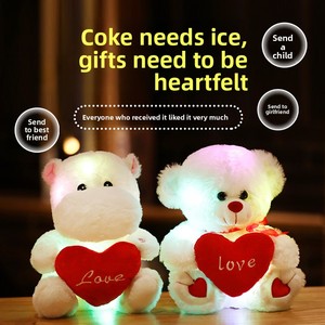 Coussin en peluche ours blanc lumineux et doux, coussin lombaire LED Shiba Inu, cadeau d'anniversaire pour enfants, vente en gros - Product Image 5
