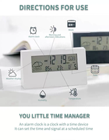 Termómetro Higrómetro Digital LCD con Pronóstico del Tiempo, Reloj Despertador Electrónico Moderno y Bonito