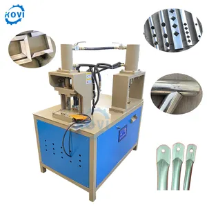 hydraulic 45 or 90 degree angle cutter steel pipe flattening punching hole machine square tube cut off pipe notching machine