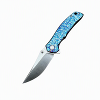 Couteau pliant EDC en acier inoxydable XF Foreign Trade, manche bleué TC4, couteau à fruits multifonctionnel portable pour l'extérieur