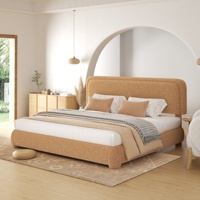 Ensemble de meubles de chambre à coucher européens de luxe, lits king size et queen size, rangement, cadre de lit rembourré en bois de chêne réglable, écologique