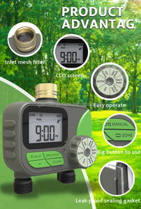 2ゾーンデジタル制御電気ガーデン節水タイマー防水設計グリーン+グレーABS+PP 2 AA電池1時間-12時間 - Product Image 4