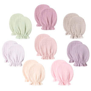 Gants en gaze anti-griffures pour nouveau-nés printemps-automne, à simple couche, avec poignets élastiques, vente en gros - Product Image 2