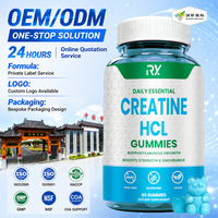 Gummies de créatine monohydrate HCL sans sucre à marque privée pour la croissance musculaire des adultes, certifiées casher et halal, nutrition sportive, export