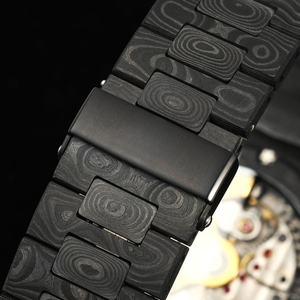 Reloj de Pulsera de Alta Gama con Caja Octogonal de Fibra de Carbono Marmoleada Premium, Esfera con Rayas Naranjas, Fecha Automática, Resistente al Agua, para Hombre y Mujer - Product Image 5