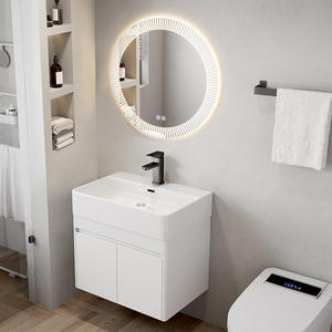 Moderno Mueble de Baño Flotante Blanco de 16 Pulgadas <span class=keywords><strong>con</strong></span> Doble Cajón, Espejo y Lavabo de Cerámica para <span class=keywords><strong>Baños</strong></span> Pequeños - Product Image 3