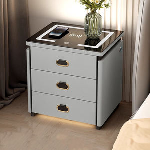 <span class=keywords><strong>Comodino</strong></span> Intelligente Multifunzionale con Frigorifero e Armadietto, Stazione di Ricarica e Luce LED, Tavolino Moderno per Camera da Letto - Product Image 4