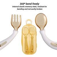 Ensemble de fourchettes et cuillères d'apprentissage portables en silicone PCTG, pliables pour bébé