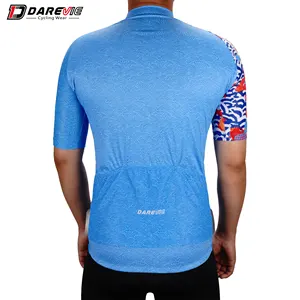 Darevie 2024 신상품 사이클링 셔츠 사용자 정의 안티 UV 통기성 잉어 디자인 블루 사이클링 저지