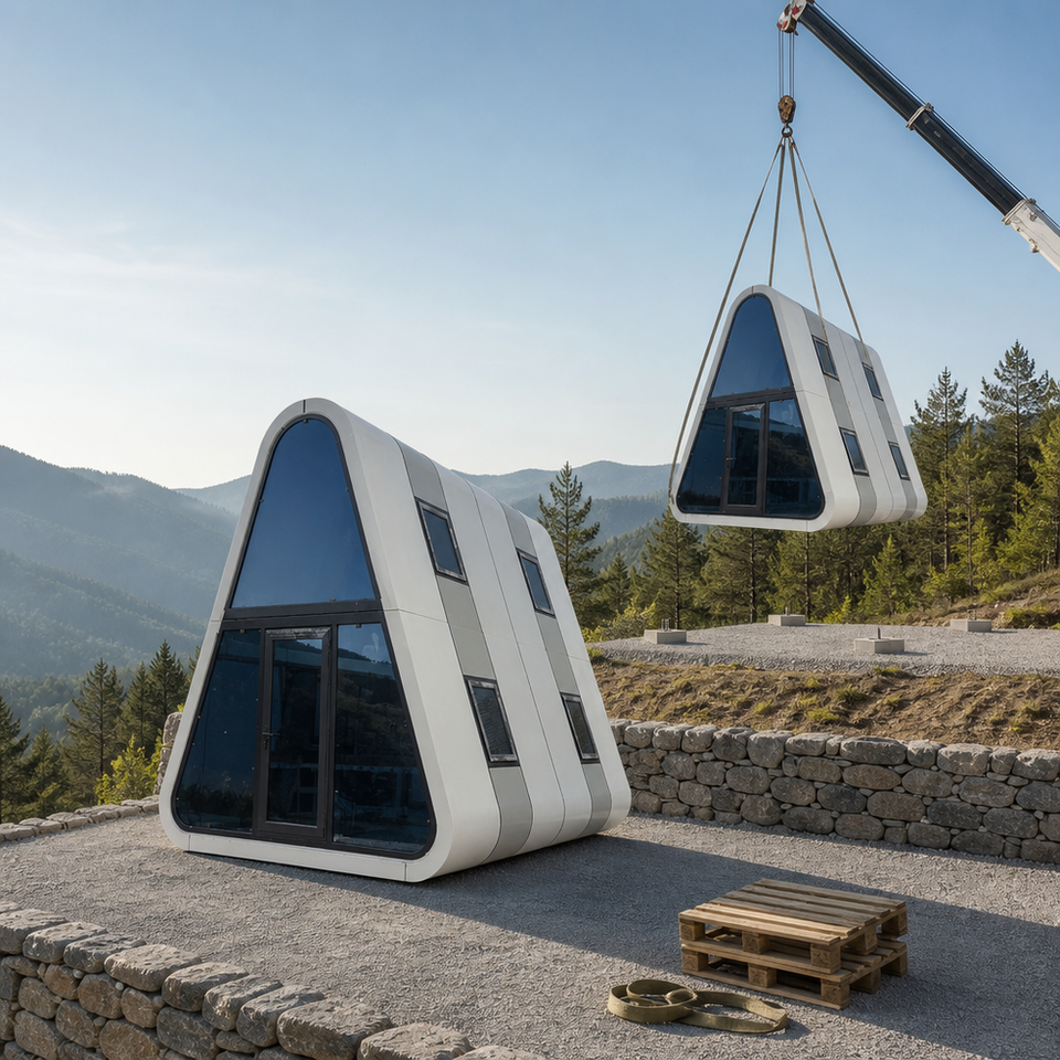 Glamping Pod Prefab Modular House Apple Cabin Triangular Design for ...