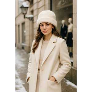 หมวกบีนนี่ขนแกะผสมขนสัตว์สีดำสำหรับผู้หญิง BERE1146 - Product Image 2