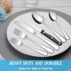 Top 24 Pcs Cubiertos Cucharas Tenedores y cuchillo Juego de cubiertos de oro de acero inoxidable para boda - Product Image 6